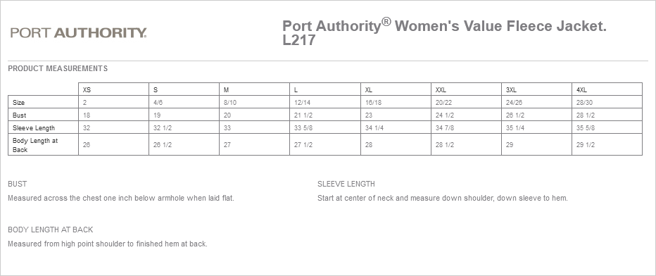 Ladies Port Authority® Value Fleece Jacket L217